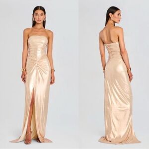 Retrofete Maytal Dress in Latte Metallic Maxi Gown Medium